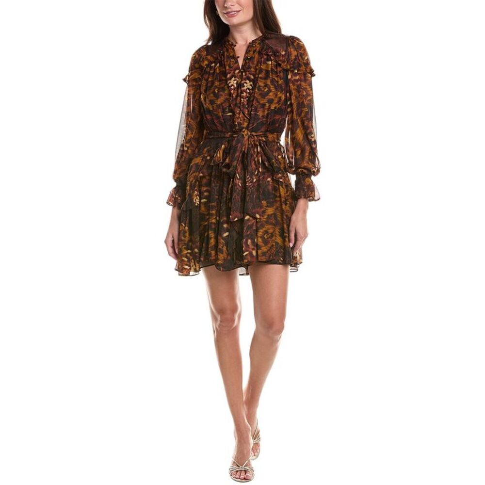 Marchesa Notte Womens  Silk-Blend Mini Dress